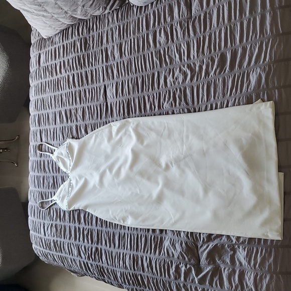 Zara gorgeous White Slip Dress with silver crystal Accents Size S new with tags - Picture 7 of 8